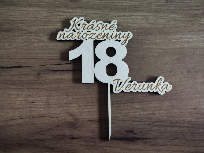 Zápich na dort číslovka se jménem a nápisem