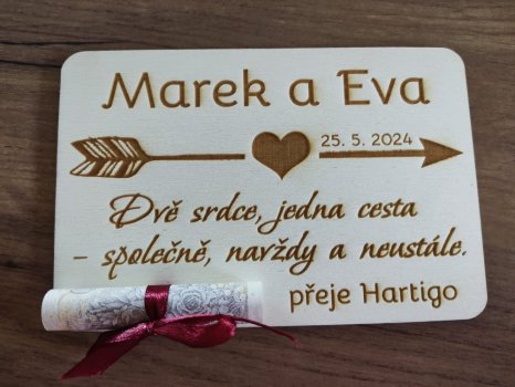 Dřevěné svatební přání Eliška