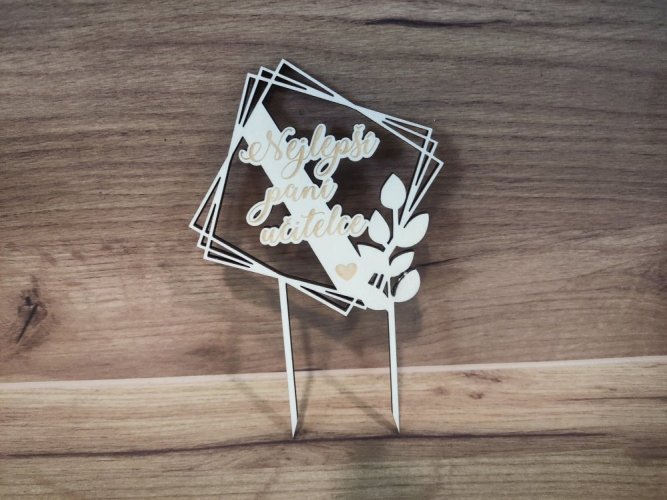 Zápich na dort pro paní učitelku s lístky