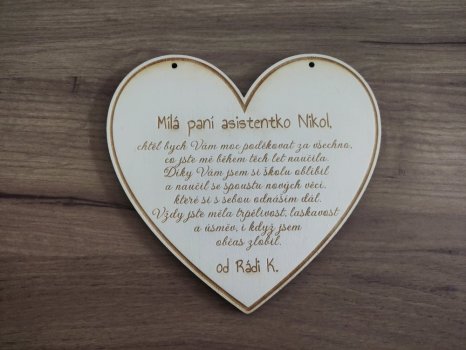 Věnování pro učitele srdíčko
