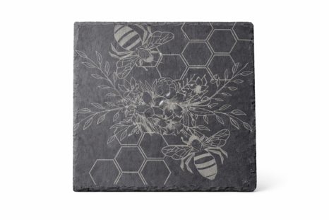 Břidlicový tác čtverec s motivem plástve a včel