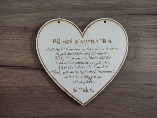 Věnování pro učitele srdíčko