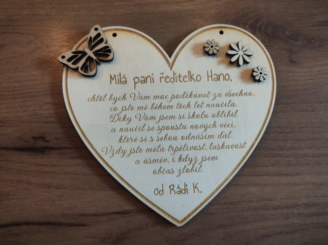 Věnování pro učitele srdíčko