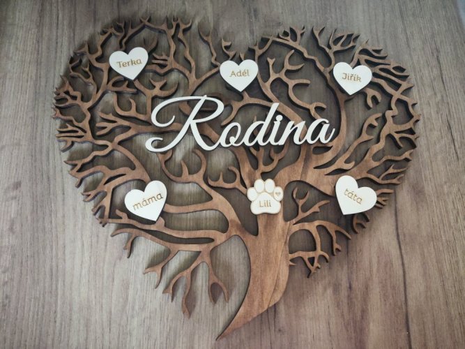 Strom života srdce s nápisem