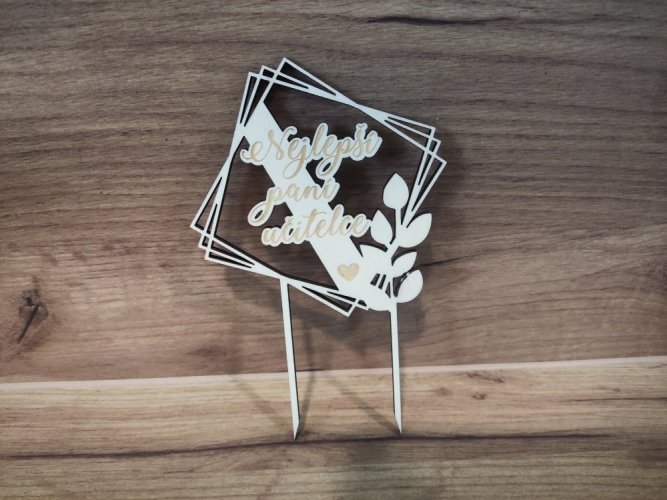 Zápich na dort pro paní učitelku s lístky