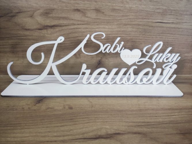 Svatební jmenovka na stůl s datumem