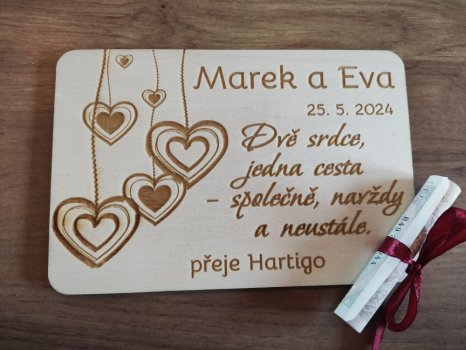 Dřevěné svatební přání Ester