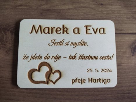 Dřevěné svatební přání Elis
