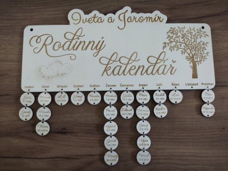 Rodinný kalendář strom se jmény