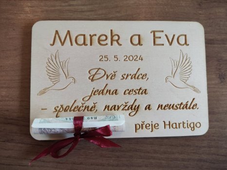 Dřevěné svatební přání Ella