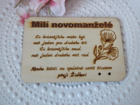 Dřevěné svatební přání Vlaďka