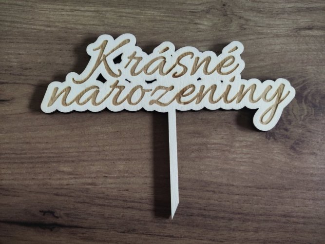 Zápich na dort krásné narozeniny gravírovaný