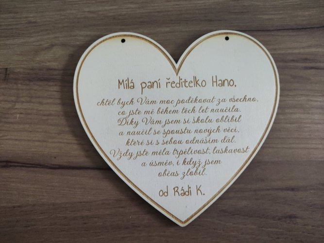 Věnování pro učitele srdíčko