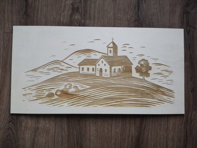 Dřevěný obraz kostelík