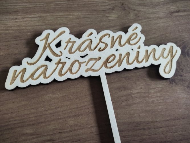 Zápich na dort krásné narozeniny gravírovaný