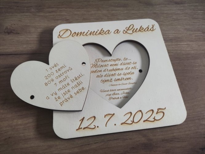 Dřevěné přání na peníze Kateřina