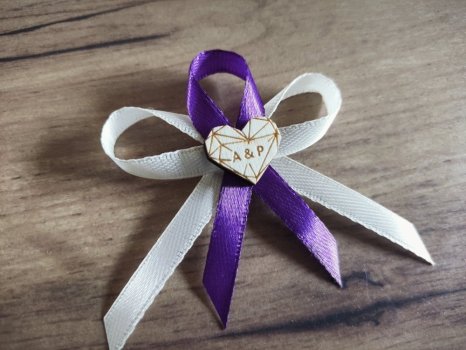 Vývazek srdce geometrické s iniciály