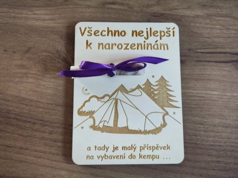 Dřevěné přání k narozeninám pro dobrodruhy
