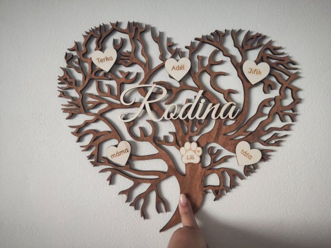 Strom života srdce s nápisem