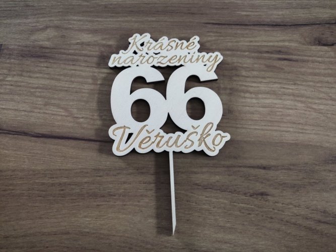 Zápich na dort číslovka s gravírovaným jménem a nápisem