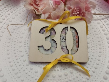 Dřevěné přání k narozeninám s číslem