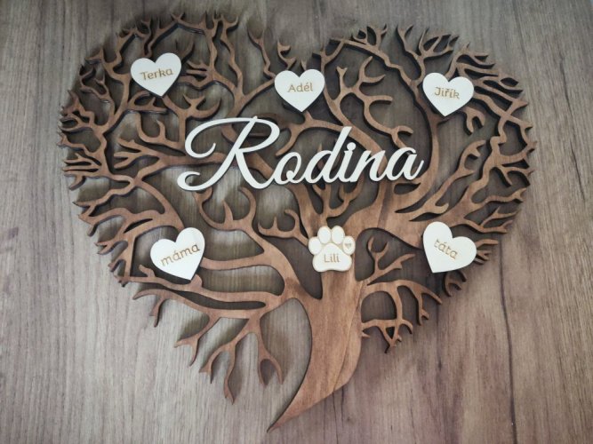 Strom života srdce s nápisem