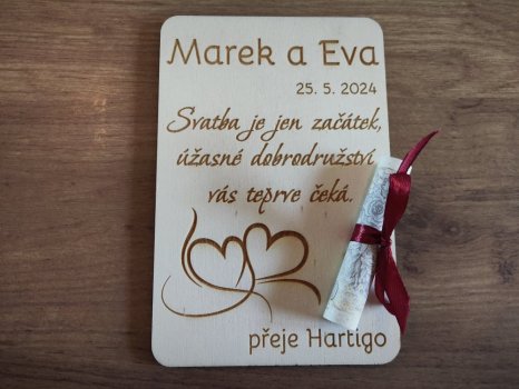 Dřevěné svatební přání Elsa