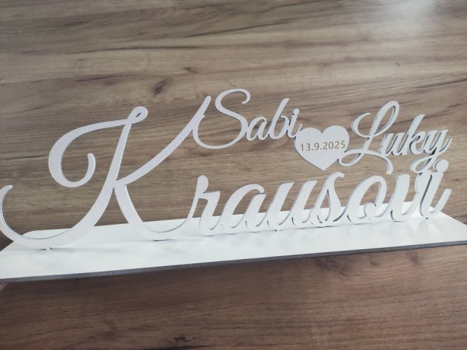 Svatební jmenovka na stůl s datumem