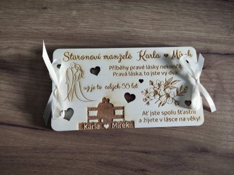 Dřevěné svatební přání - výročí svatby