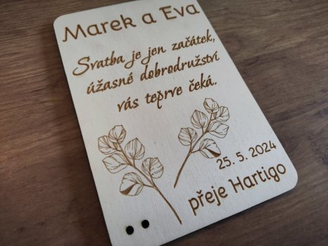 Dřevěné svatební přání Erika