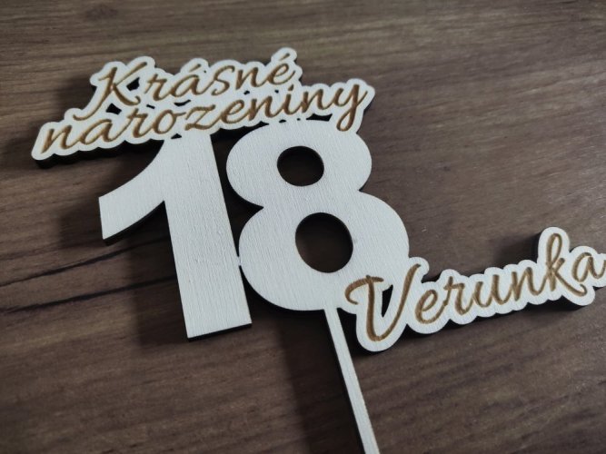 Zápich na dort číslovka se jménem a nápisem