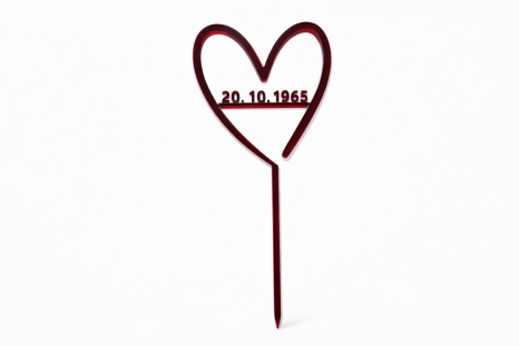 Zápich na dort srdíčko s datumem - Plexisklo