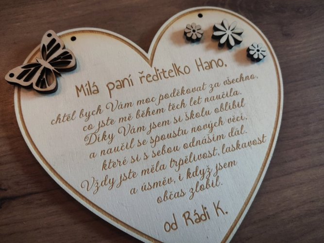 Věnování pro učitele srdíčko