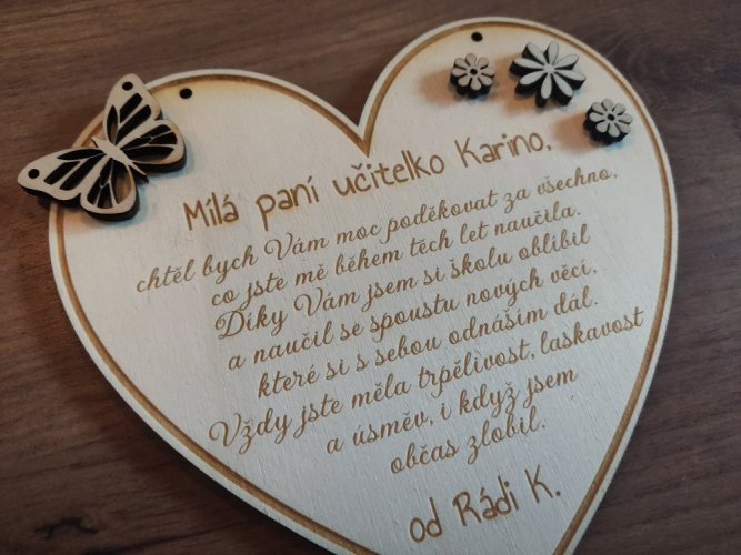 Věnování pro učitele srdíčko